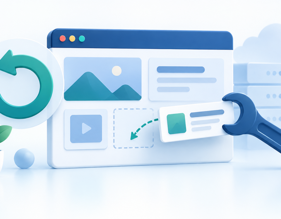 Recuperación de una web tras una actualización con flecha de restauración y herramienta