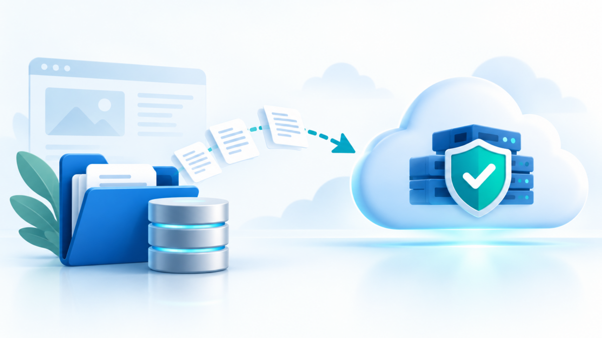 Sicherung von Website-Dateien und Datenbank in einem geschützten Cloud-Speicher